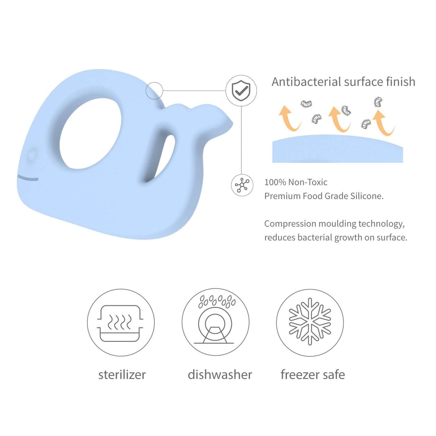 Wally Whale Teething Toy - Light Blue