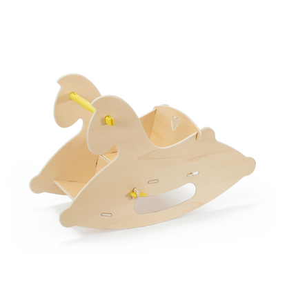 Wooden Rocking Horse - Natural + Yellow Hook 129 C
