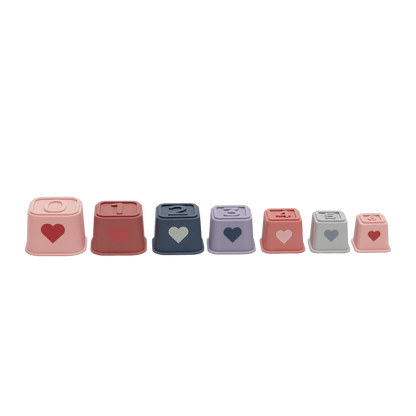 Silicone  Stacking Tower Pink
